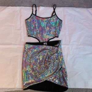 ASOS Two-Piece Crop top & mini skirt set, Holographic! NWT size 4/Small